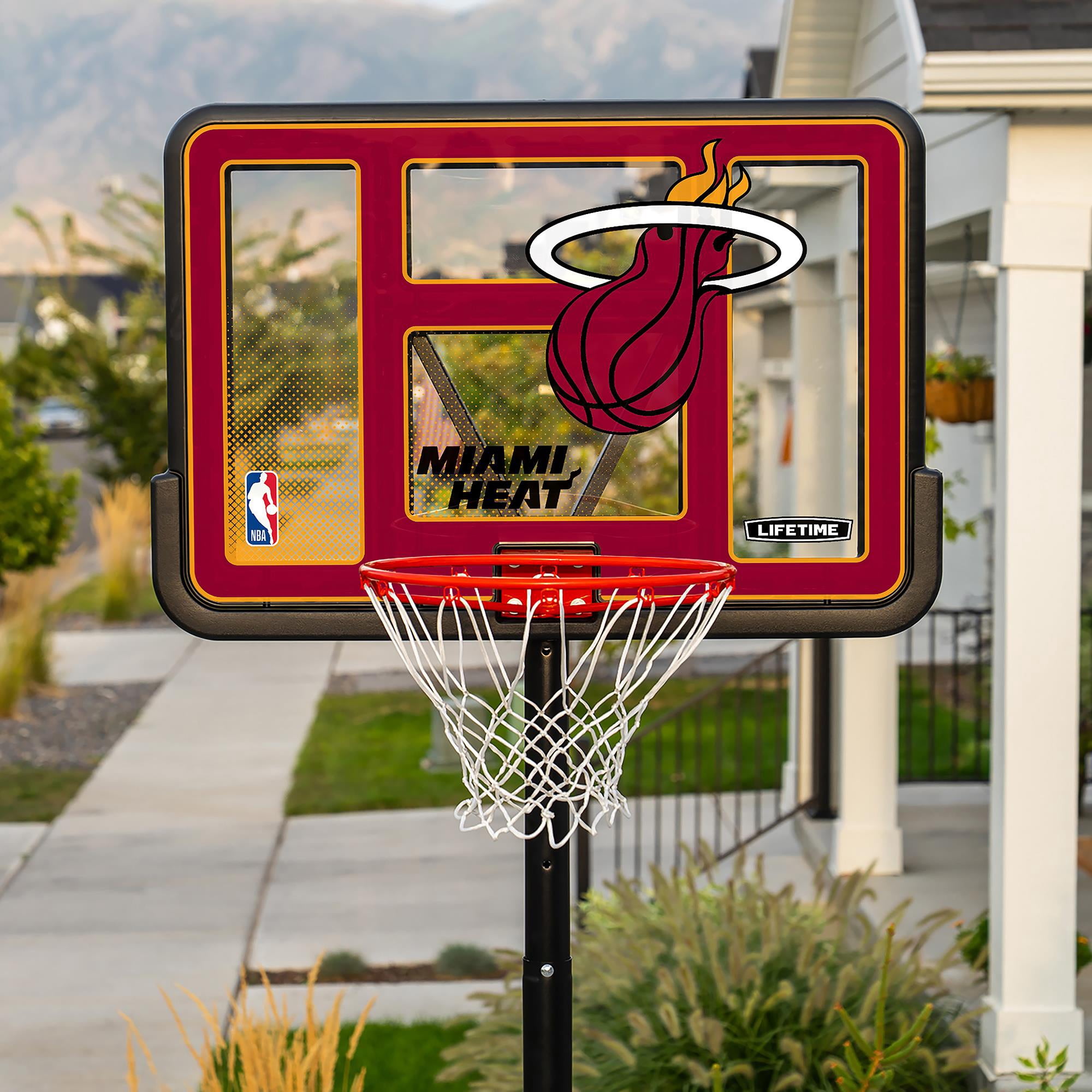 Lifetime NBA Miami Heat 44" Portable Basketball Hoop with Wheels - 7.5 to 10 Ft Adjustable Height