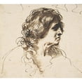thumbnail image 2 of Guercino 16x15 Black Ornate Wood Framed Double Matted Museum Art Print Titled - Bust of a Man Facing Right (1591-1666), 2 of 5