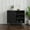 Black, variant on Emma + Oliver Classic Bar and Sideboard with Shaker Style Single Door Cabinet with Hanging Glass Storage and Open Bottle Shelves, Gray
