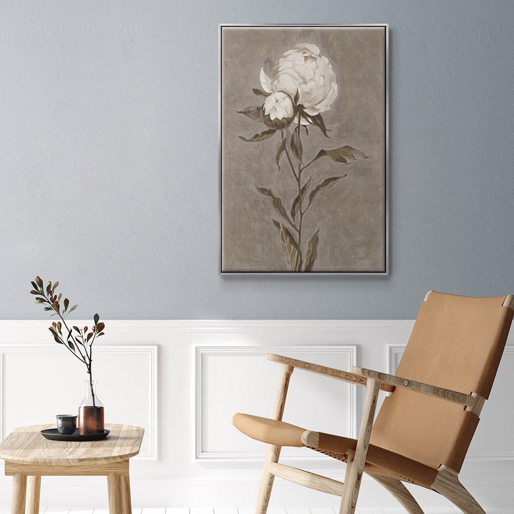 Pretty as a Peony II Framed Premium Gallery Wrapped Canvas - Ready to Hang - 17 x 25 - Silver Floating Frame