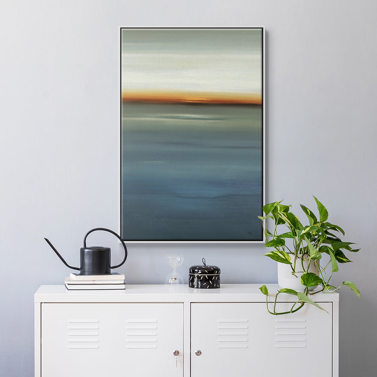 Beside the Blue I Framed Premium Gallery Wrapped Canvas - Ready to Hang - 25 x 37 - White Floating Frame