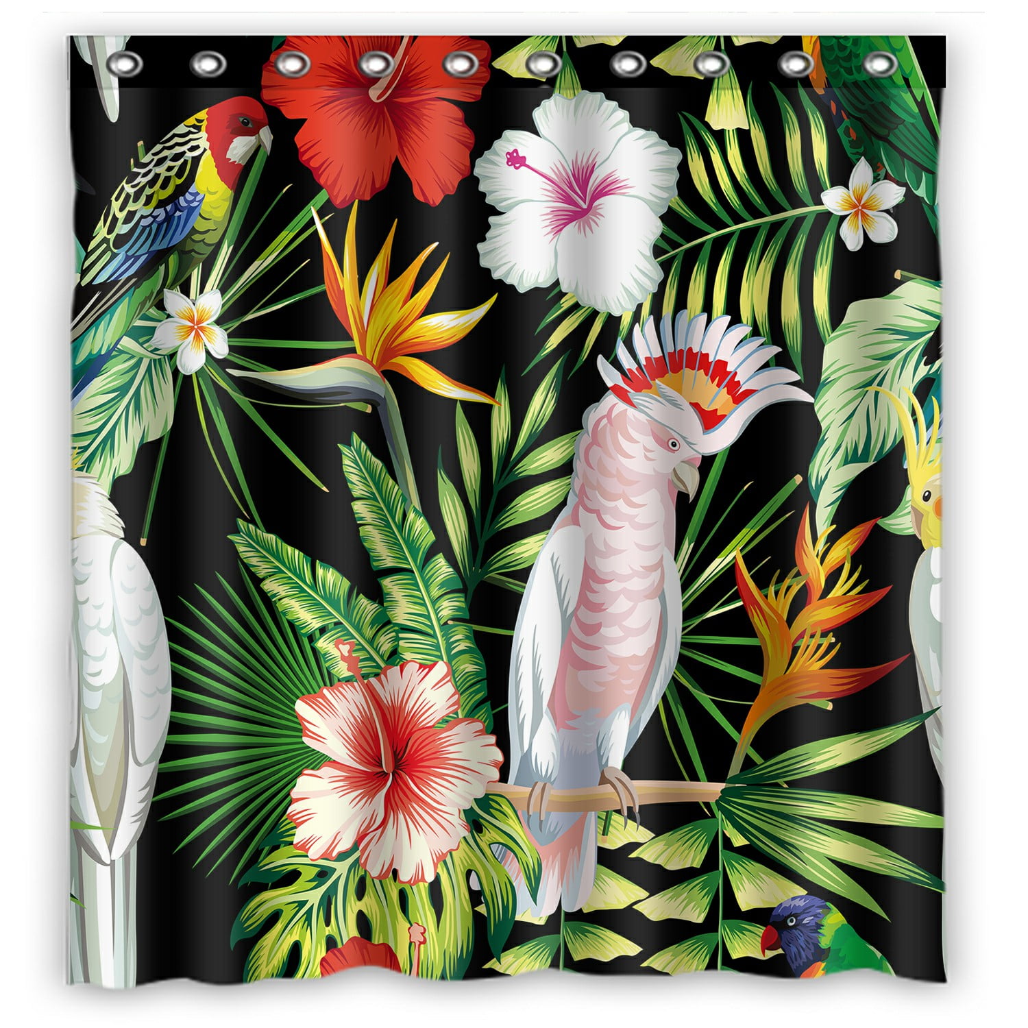 ECZJNT birds parrot macaw tropical jungle plants Shower Curtain And