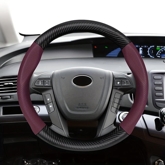 Ce Couvercle de Volant Texturé en Fibre de Carbone Convient aux Modèles BYD d'Une Taille de 37-38,5 Cm/14,56-15,16 Po, Présentant un Design Rond en Forme de D.