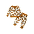 thumbnail image 2 of Baby Girl Halloween Outfit 6M 12M 18M 24M 3Y Pumpkin Print Long Sleeve Sweatshirts Long Pants 2Pcs Fall Winter Clothes Set, 2 of 9