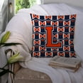 thumbnail image 3 of Letter L Football Orange, Blue and white Fabric Decorative Pillow, 3 of 4