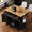Black, variant on HICOMILA K&K 54 Inch Large Kitchen Island Cart with Rubber Wood Drop Leaf, Embossed Texture Rolling Kitchen Cart on 4 Wheels with 4 Doors & 3 Drawers, Storage Cabinet for Kitchen, Dining Room