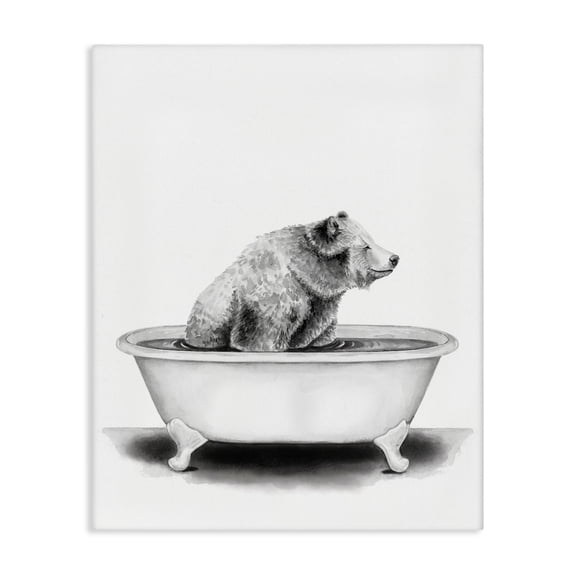 Stupell Industries Eclectic Bear In Tub Rustic Bathroom Canvas Art, 16 x 20, by Rachel Nieman