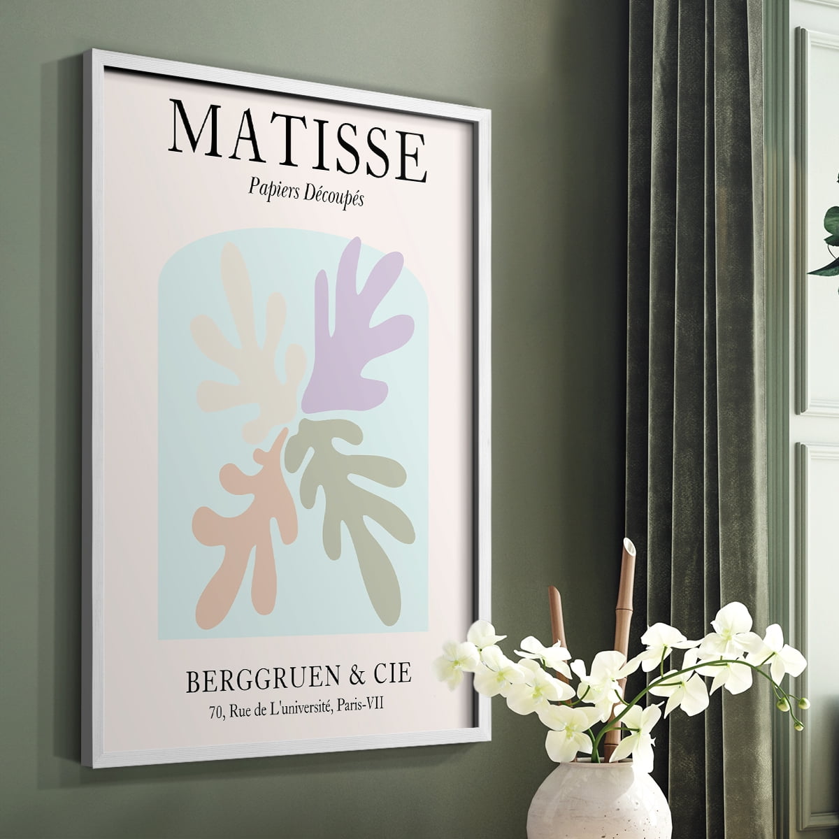Matisse DVI Framed Print in White Solid Wood Framed Print No Nail Hanging