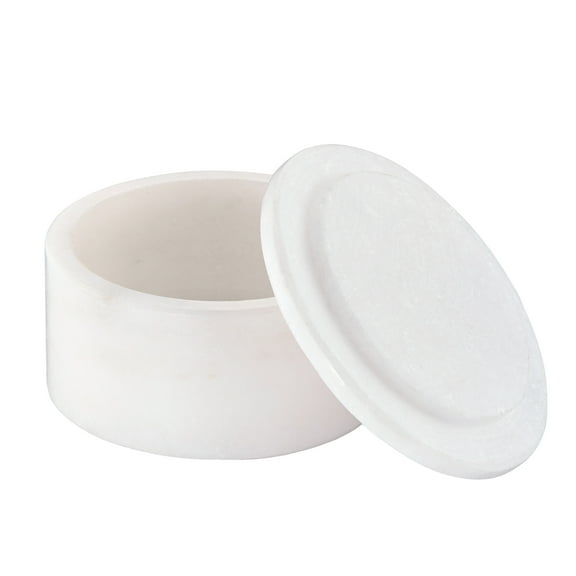Queenza White Makrana Marble Salt Cellar with Lid, 3 inches Box for Salt and Spices