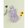 thumbnail image 5 of Baby Toddler Girls Rompers Dress 3 6 12 18 24 Months Round Neck Daisy Print Mesh Skirt Hem Infant Bodysuits Jumpsuits with Headband, 5 of 9
