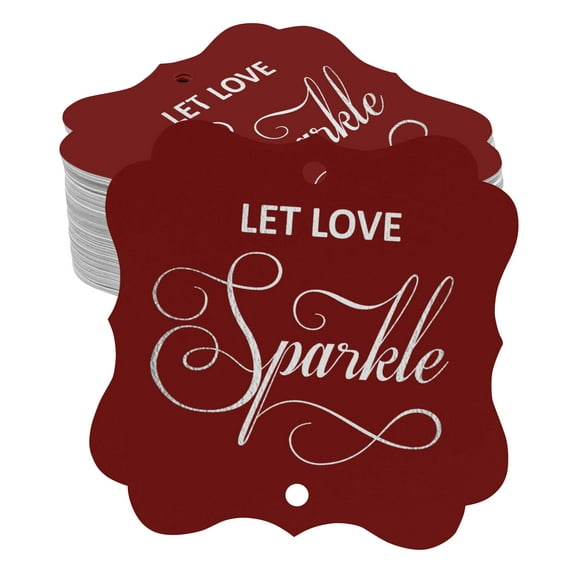 Inkdotpot Real Silver Foil Let Love Sparkle Wedding Tags Favor Bracket Shape Hang Pack Of 50 Paper Tags