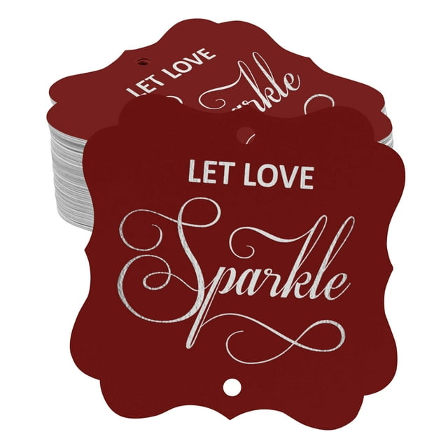Inkdotpot Real Silver Foil Let Love Sparkle Wedding Tags Favor Bracket Shape Hang Pack Of 50 Paper Tags