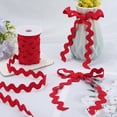 thumbnail image 3 of Cinta de zigzag de 12.5 yardas para coser, cinta de zigzag de 1/2 pulgada, cinta de poliéster, cinta ondulada roja oscura, flecos en zigzag, cinta tejida en forma de S con carrete, 3 of 9