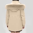 thumbnail image 3 of Aloohaidyvio Women's Warm Down Jacket with Hood Fur Long Puffer Coat,Sizes 2XL, 3 of 4