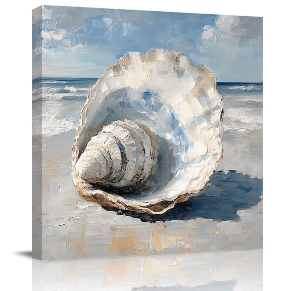 Wall Art Prints, Coastal Seashells Framed Canvas Prints for Bedroom Living Room Bathroom Office, Modern Abstract Simple Oil Painting Gallery Wrap Wall Art Poster for Gifts Home Decor 12"x12"