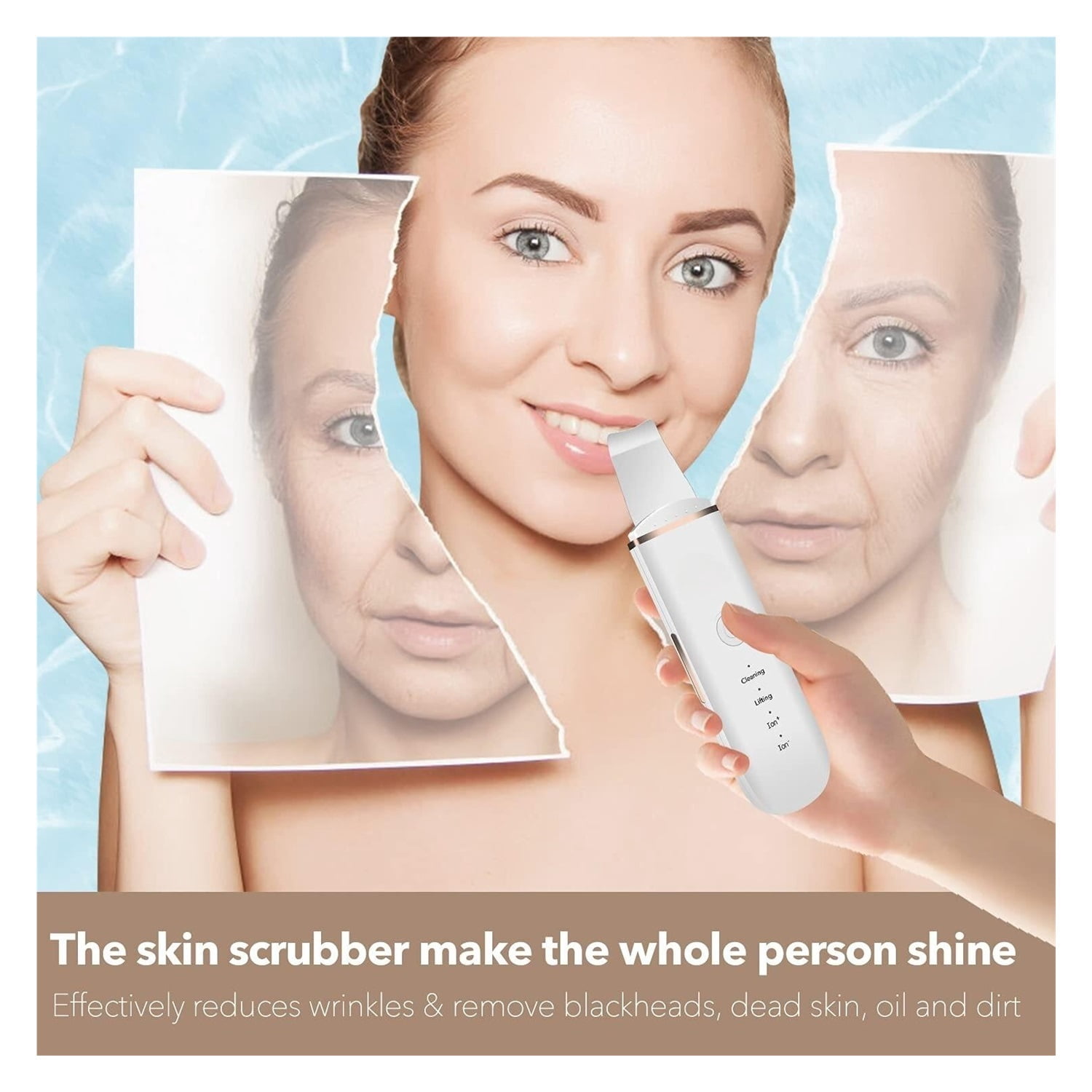 Skin Scrubber Face Skin Spatula Facial Scrubber Spatula for Deep Cleansing Blackhead Remover Pore Cleaner with 4 Modes (White)