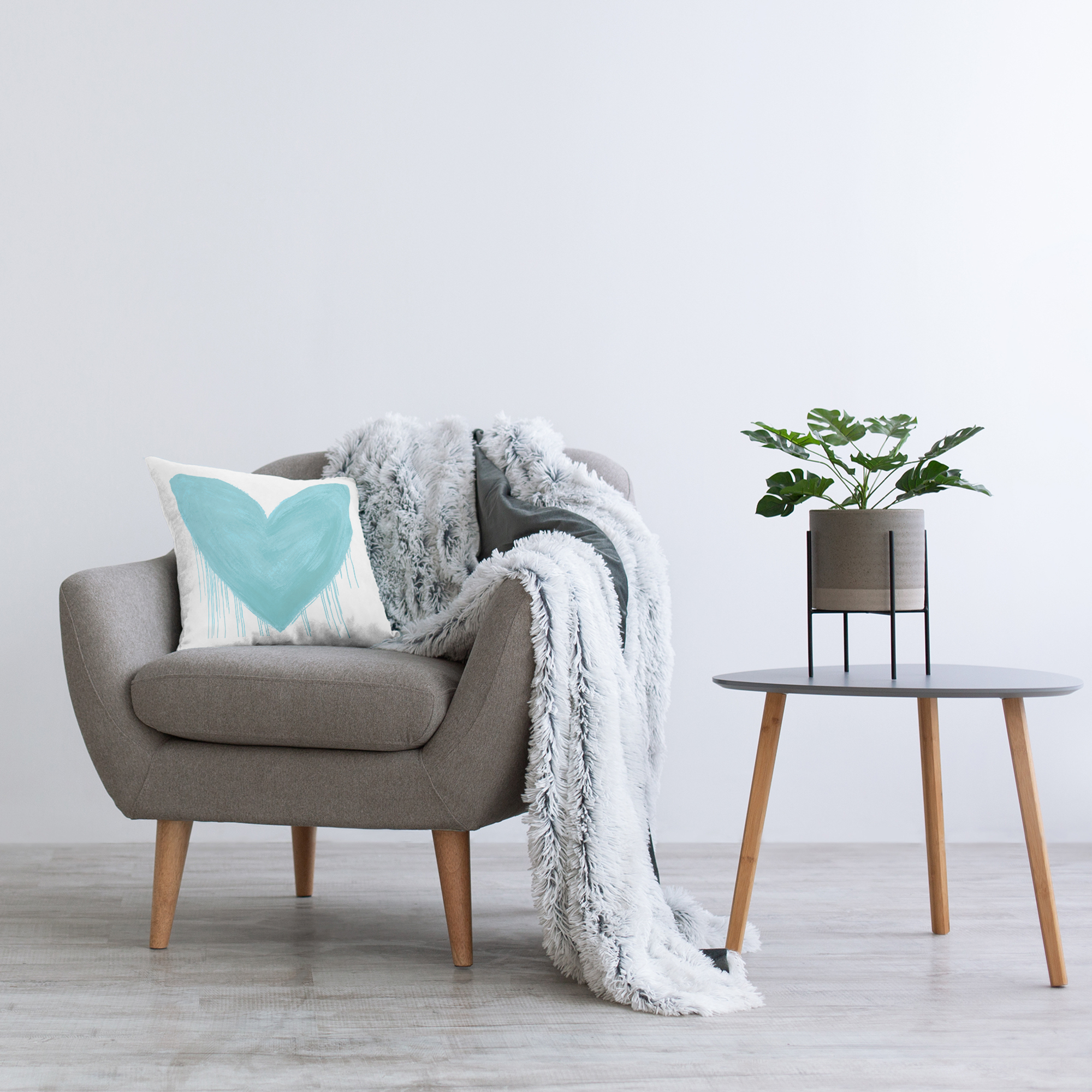 Stupell Industries Blue Heart Dripping Shape Printed Throw Pillow Design by Lindsay Rodgers