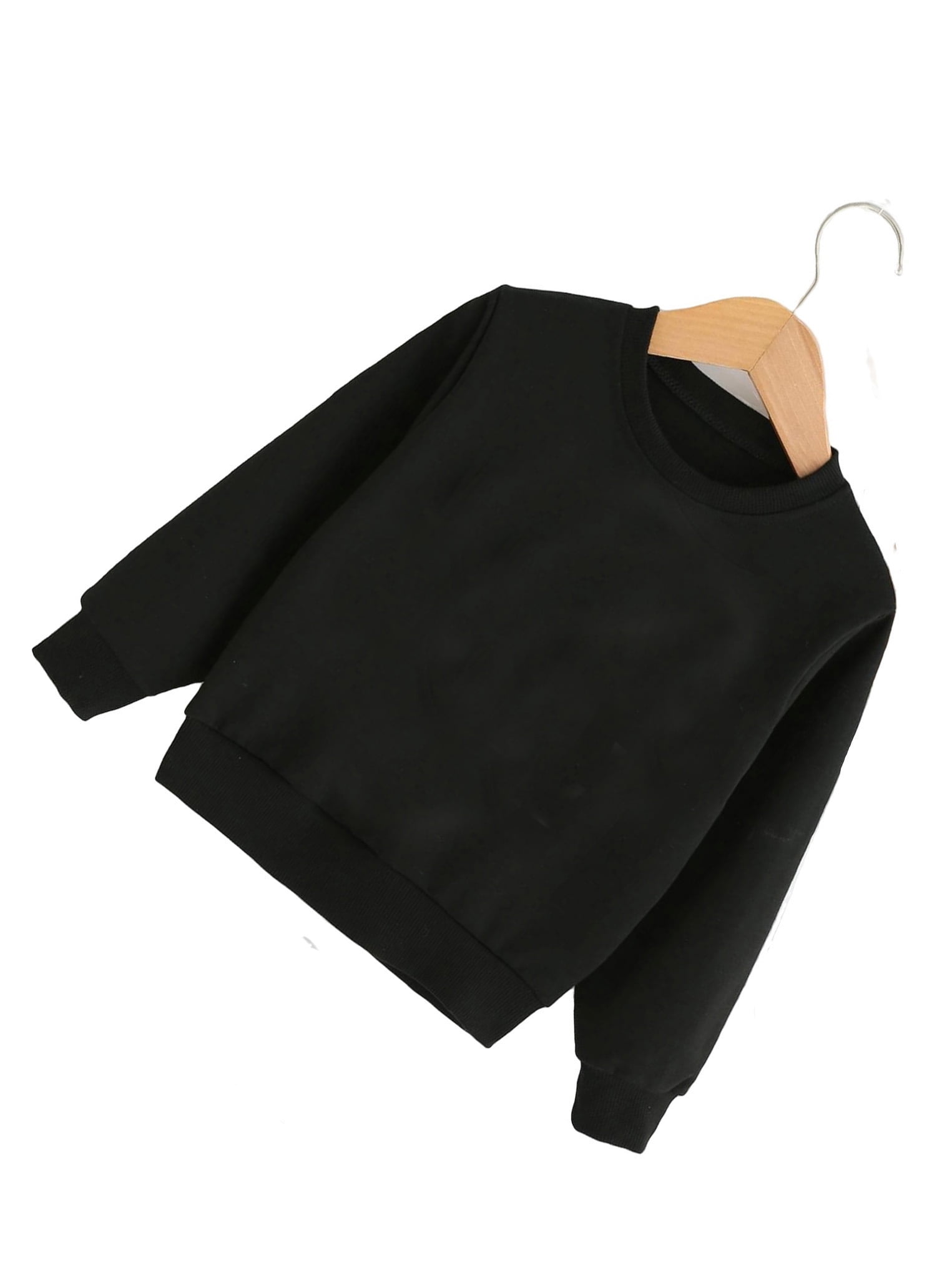 Casual Round Neck Pullovers Long Sleeve Black Toddler Boy Sweatshirts ( Boy's)