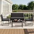 thumbnail image 5 of Patio Furniture Set, Outdoor All-Weather Conversation Set for 4 with Wicker Chairs & Loveseat with Cushions, Coffee Table, Black, 5 of 11
