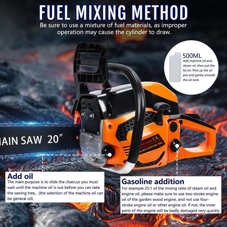 Mohsoe 58cc Gas Powered Chainsaw 20 Inch, 2-Stroke Engine Chain Saw with Automatic Chain Lubrication, Non-Slip Shock-Absorbing Handle, Lightweight Portable Design for Yard Work