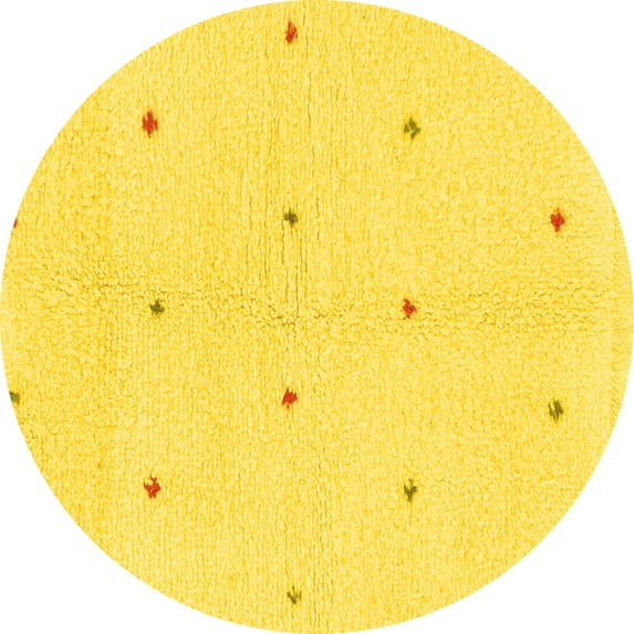 Ahgly Company Indoor Round Solid Yellow Modern Area Rugs, 7' Round