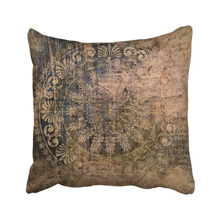 Olive Throw ARTJIA Renaissance Vintage Grunge Damask Pattern On In Dark Salmon Olive Brown And Blue Colors Pillowcase Throw Pillow Cover Case 18x18 inches ()