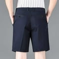 thumbnail image 4 of Lovskoo Men's Dress Shorts Flat Front Solid Color High Waist Knee Length Pants Business Suit Pants Straight Leg Shorts Navy, 4 of 6