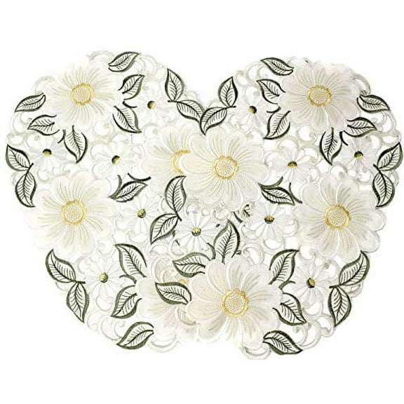 Doily Boutique Placemats Set of 2 with Large Yellow Daisy Flowers Size 11 x 17 inches