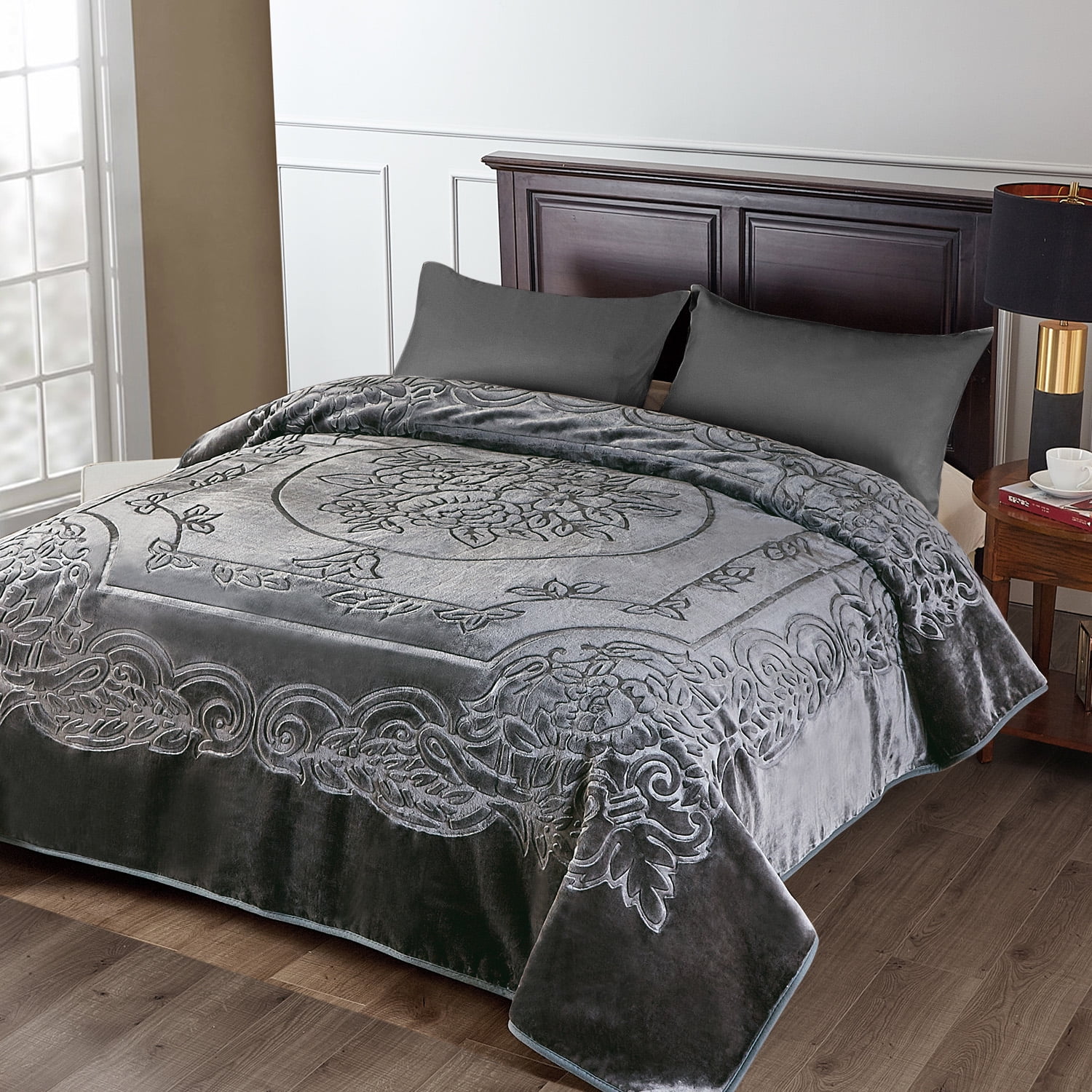 Luxury Soft Micro Plush Warm Thick Fleece Blanket Premium Embossed Floral Bed Blanket