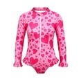 thumbnail image 4 of NAFUU Kids Girls Summer Swimsuit Long Sleeve O-Neck Zipper One Piece Swim Suits Floral Print Bathing Suitss For Kid Swimwear Girl One Piece Swimsuits Sizes 2-3 Years, 4 of 4