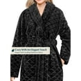 thumbnail image 4 of PAVILIA Black Short Robes for Women, Plush Soft Womens Bathrobe Lightweight, Fluffy Fuzzy Cozy Women’s Bath Robe Knee Length, Shower Spa House Kimono Robe, S/M, 4 of 8