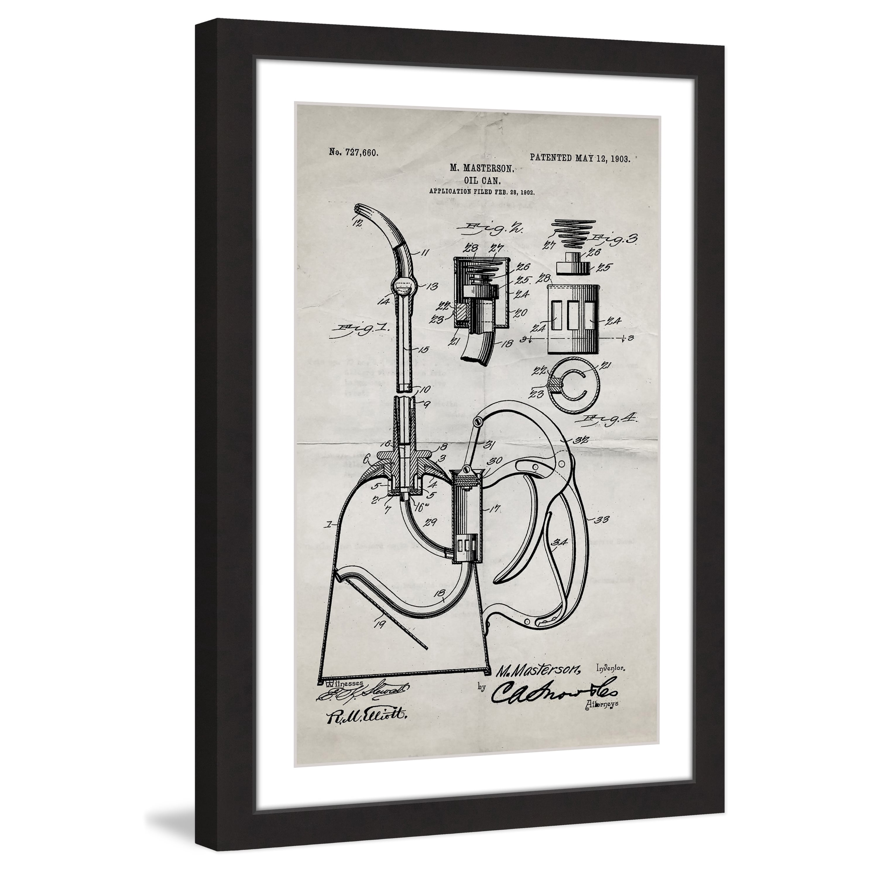 "Oil Can 1903 Old Paper" Framed Painting Print