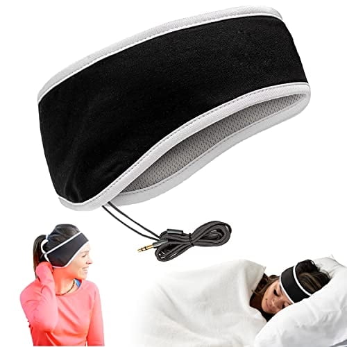 CozyPhones Over The Ear Headband Headphones - Lycra Sleep Headphones with Cool Mesh Lining and Thin Speakers - Blanco