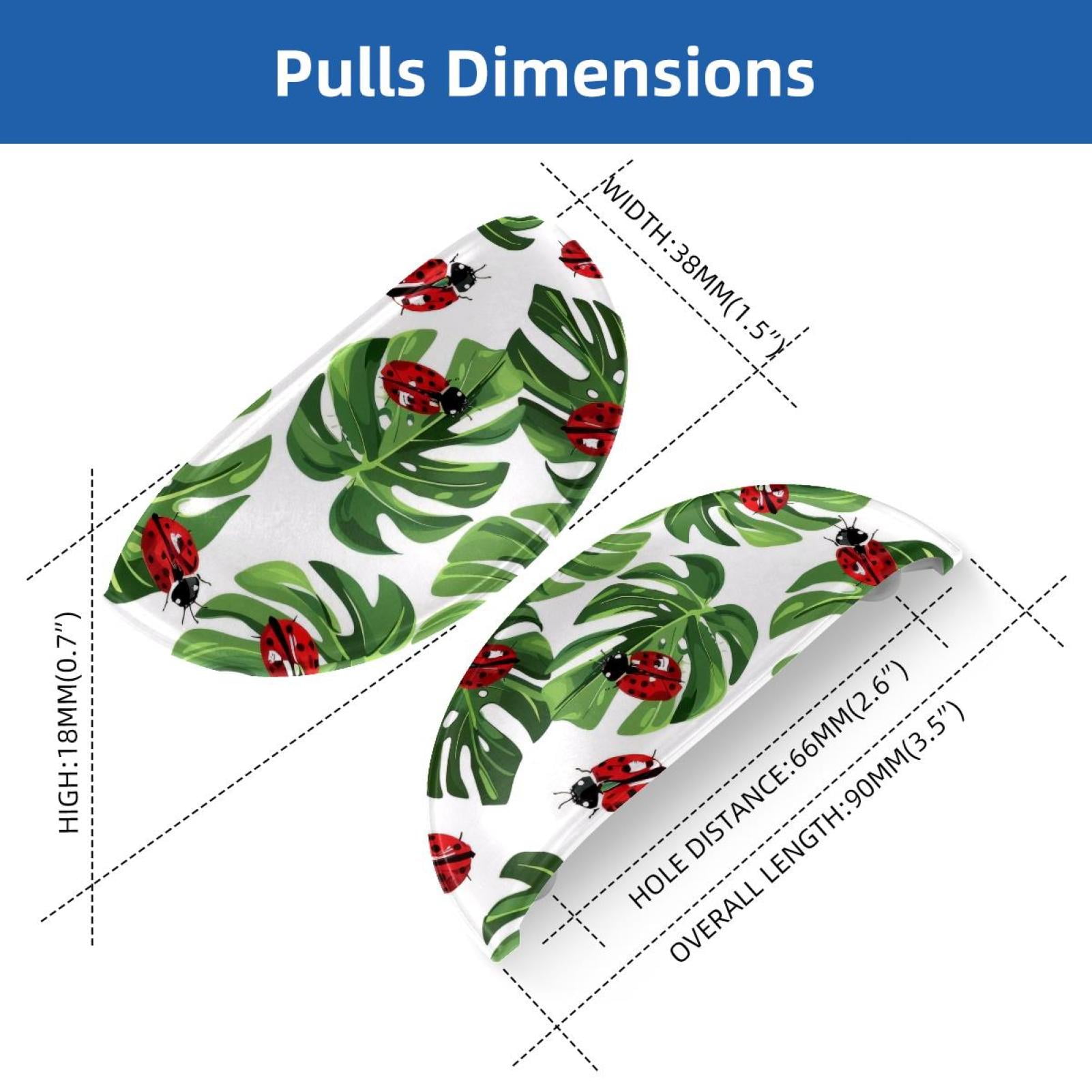 PhooArto 6 Pcs Cup Drawer Pulls, Geen Palm Leaf Ladybugs Pattern Shell Shape Handles Cabinet Knobs for Dresser Cupboard Closet Wardrobe with Screws