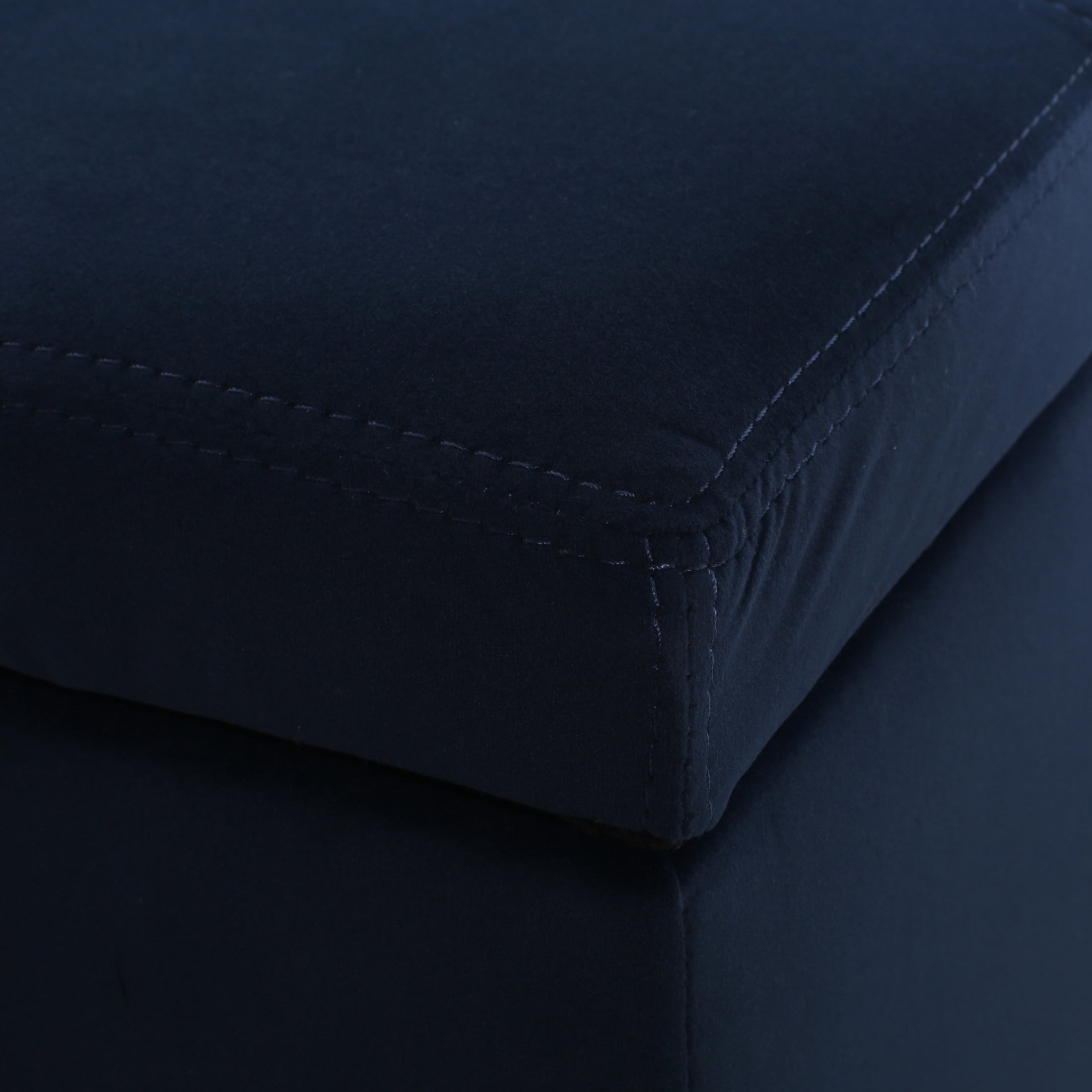 Noble House Canterbury Upholstered Storage Ottoman Bench, Dark Blue Velvet, Matte Black