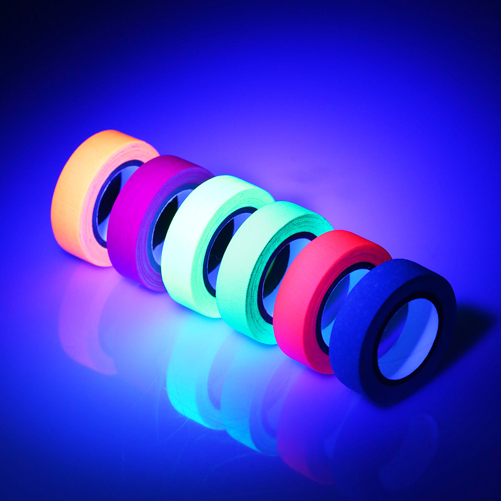 6PCS UV Backlight Tape Reactive Fluorescent Cloth Tape Neon Gaffer Tape