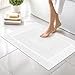 thumbnail image 1 of Canadian Linen Imperial Premium Bath Mats, 2 Pack, 20”x30” Lightweight Quick Dry Piano Border Design Cotton Bathmats [Not Bathroom Rug] Soft Shower Mat, Absorbent Floor Towels, Washable Tub Mat, White, 1 of 9