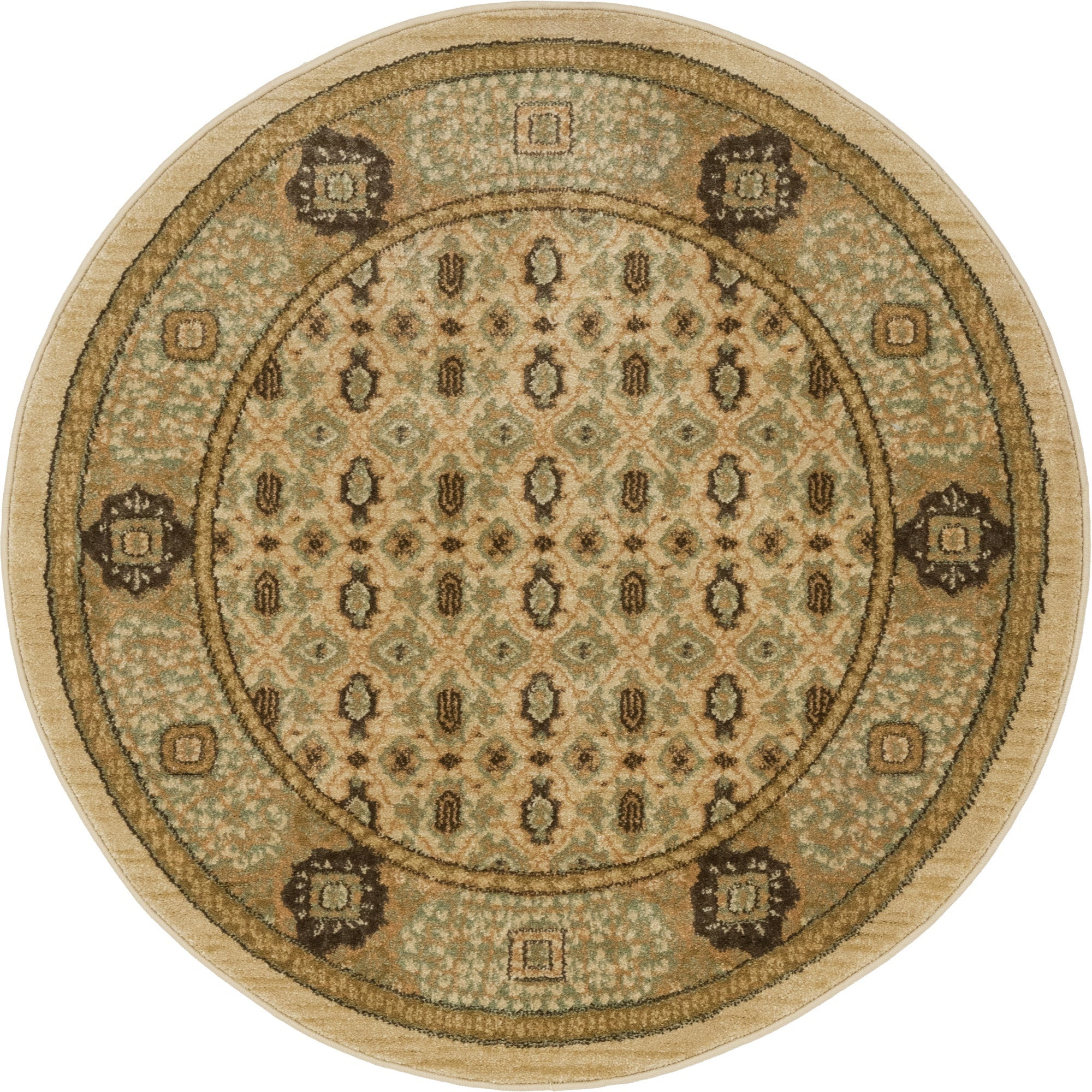 Amina Collection Rug 3' Round Cream Flatweave Rug Perfect