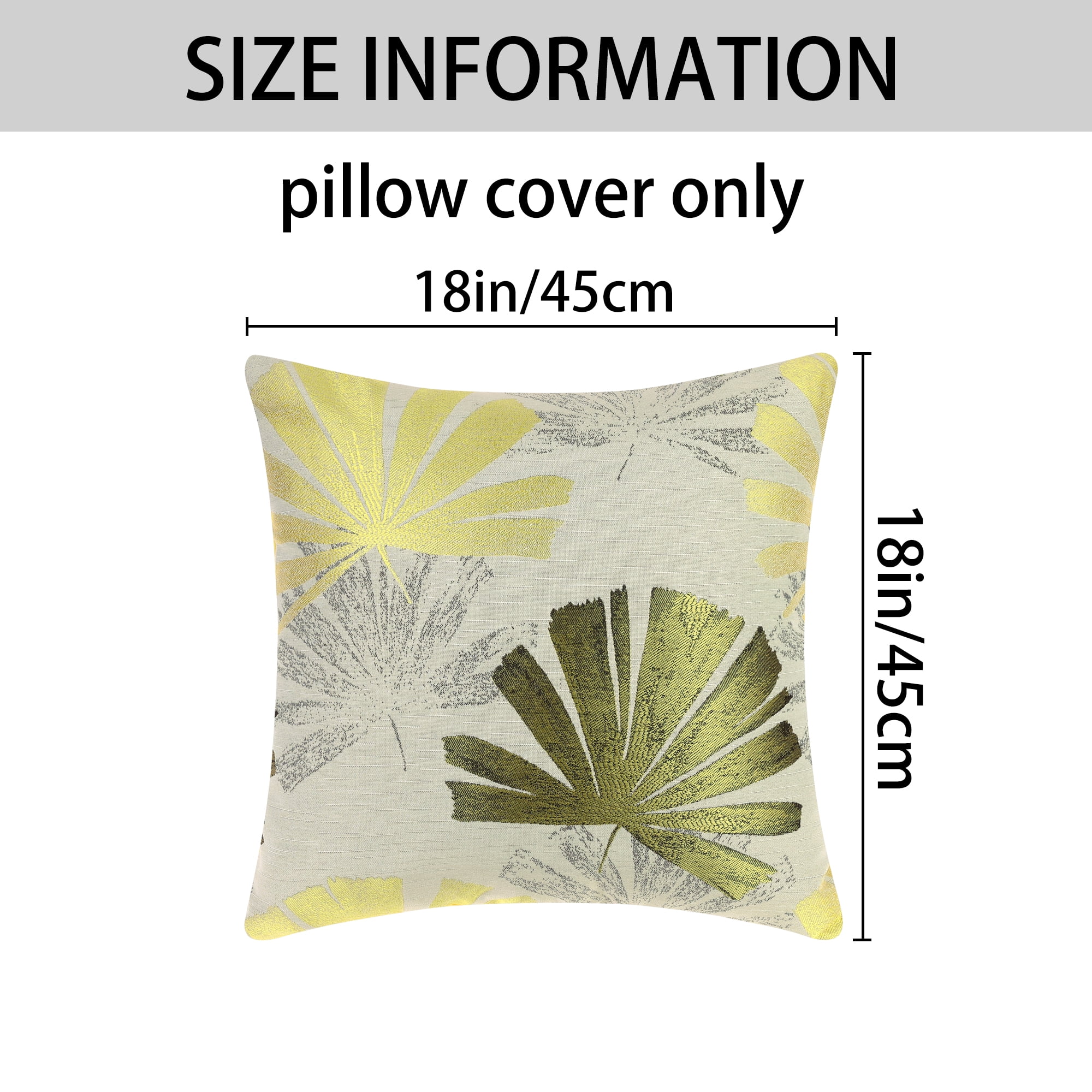 Unique Bargains 4 Pcs Leaf Pattern Cushion Cases Decorative Throw Pillow Covers Yellow 18" x 18"