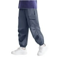 thumbnail image 2 of Pantalones largos para niños, de color liso, para exteriores, versátiles, sanitarios, pantalones acampanados, pantalones casuales, pantalones de poliéster a la moda para niños., 2 of 6