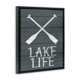 thumbnail image 3 of Stupell Industries Nautical Blue Lake Life Phrase Rustic Boat Oars Jet Black Framed Floating Canvas Wall Art, 16x20, by Kim Allen, 3 of 5
