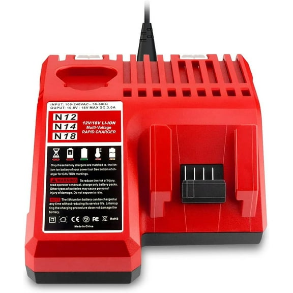 18V 12V Multi Voltage Rapid Charger 48-59-1808 Compatible with Milwaukee M18 18V or M12 12V 48-59-1812 48-59-1808 48-59-1810 48-59-2401 48-59-1204 Lithium Ion Battery Fast Charger
