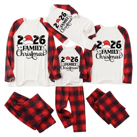 Lvotionpl 2026 Family Matching Christmas Pajamas Set, Christmas PJs for Men Women s, Long Sleeve Tops and Pants, Holiday Family Sleepwear, Xmas Pajama Sets