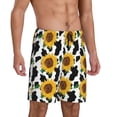 thumbnail image 2 of Balery Cute Cow Print Sunflower B Pantalones cortos de pijama de punto de algodón para hombre con cinturilla y bolsillos-Medium, 2 of 6
