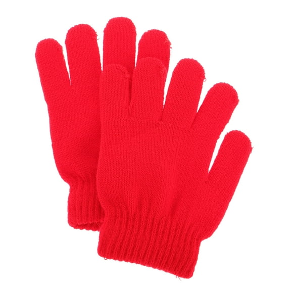 UNOMOR 1 Pair Little Girls Gloves Red Casual Warm Five Fingers for Parks Playing Outside