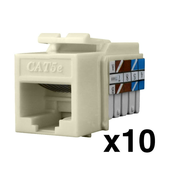 Construct Pro Cat5e Keystone Jack Cable Connector (Almond, 10-Pack) Manufactured by Skywalker