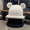 thumbnail image 5 of Women's Crochet Knitted Hat Vintage Styles Hat Cats Ears Shape Hat Stylish Hat for Winter Fashion brown, 5 of 5