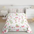 thumbnail image 2 of Homewish Cartoon Butterflies Bedding Comforter Set,Rustic Plant Leaves Twin Comforter Sets,Pink White Green Bedding Set For Girl Teens,Breathable Home Decor Reversible,2-Piece, 2 of 8