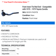 thumbnail image 2 of Front Inner Tie Rod End - Compatible with 1975 - 1979 Toyota Corolla 1976 1977 1978, 2 of 2