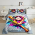 thumbnail image 2 of Erosebridal Gaming Baseball Bedding King Comforter Set,Graffiti Splash Bedding Sets King with Comforter,Microfiber Comforter Sets King Size,Gamer Decoration, 2 of 8